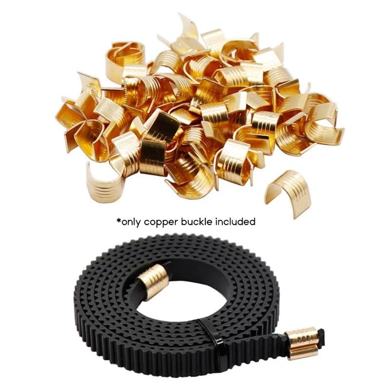 Hebillas de cobre para correa de impresora 3D, 10 Uds. Conectores de fijación de correa de goma de sincronización abierta, accesorio de impresora 3D para la serie Ender3 - imagen 3