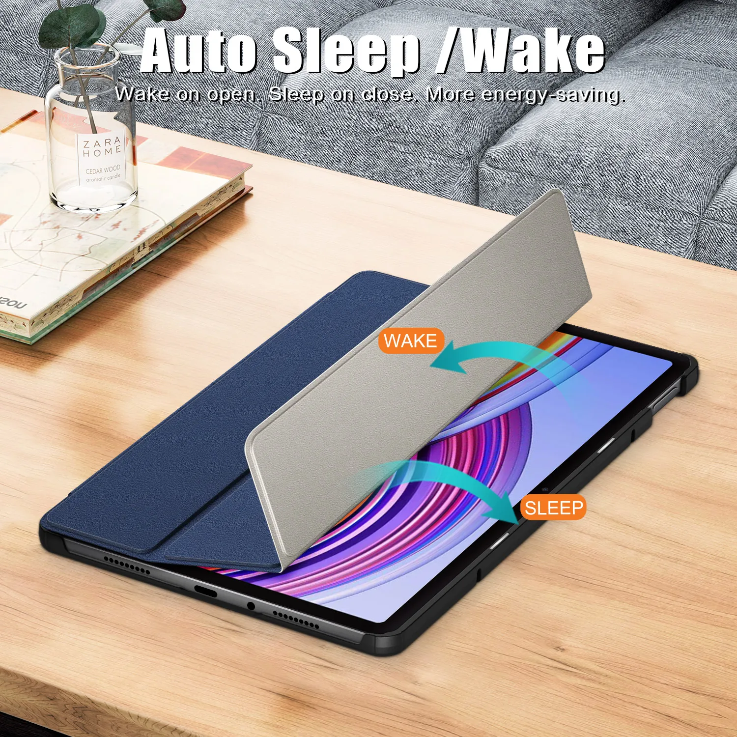 Funda para Xiaomi Redmi Pad Pro 2024, Funda con soporte triple plegable, Funda para Xiaomi Poco Pad Red Mi Pad Pro Tablet con cubierta para dormir automática - imagen 3