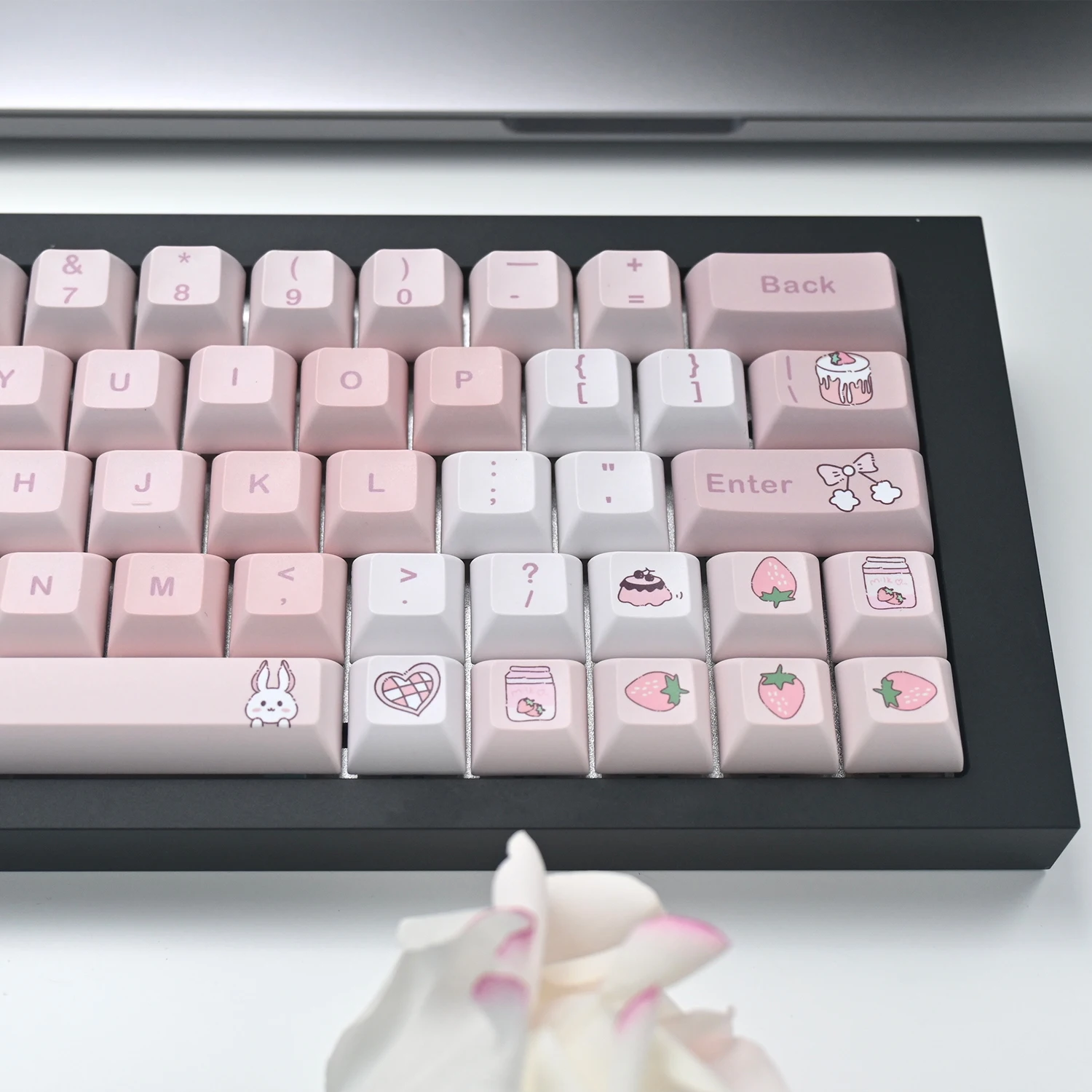 Sweet Rabbit-teclas PBT con ISO Enter para teclado mecánico Cherry Mx Switch, sublimación de tinte de perfil KCA rosa, 140 teclas - imagen 4