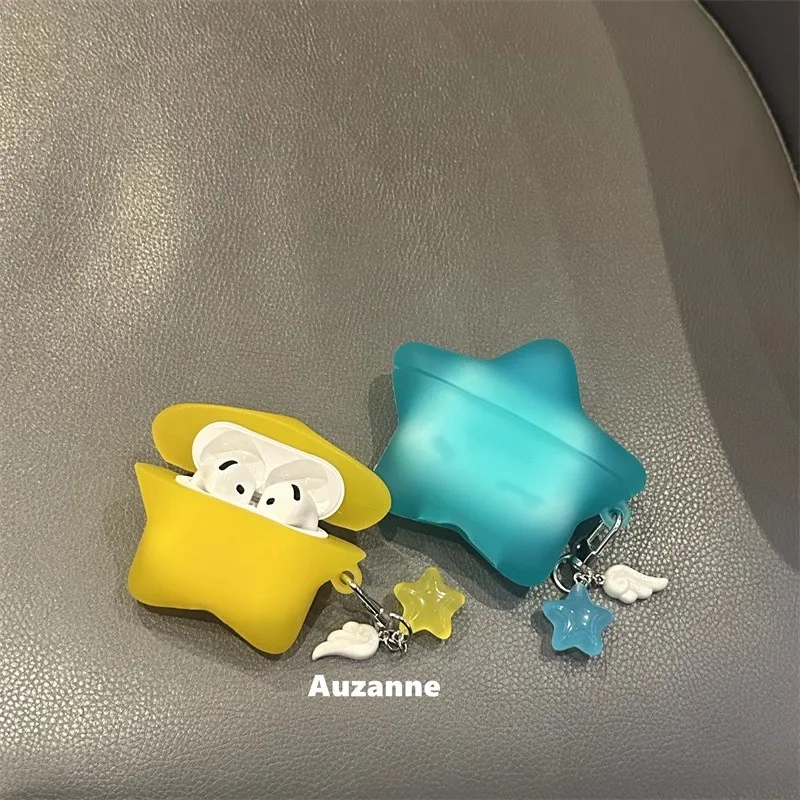 Funda para auriculares con diseño de estrella, funda protectora Y2K personalizada suave y transparente para airpodspro1/23 /airpods4 - imagen 2