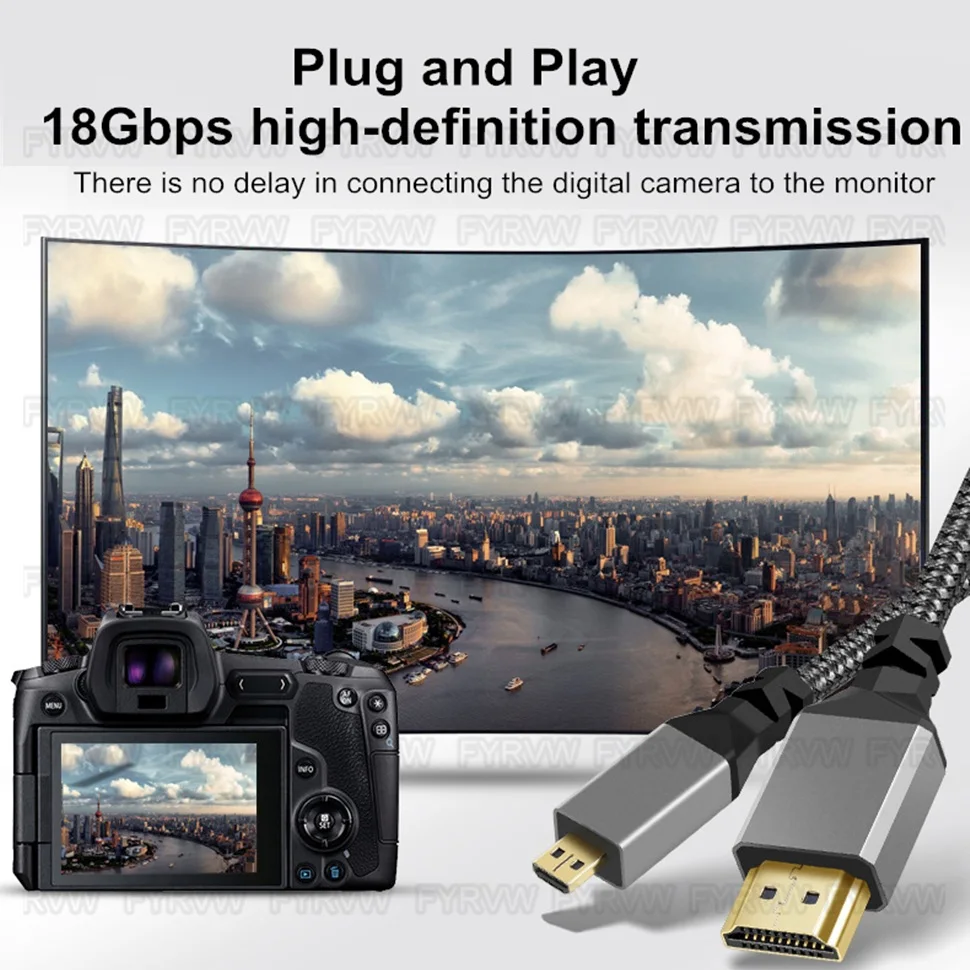 Cable Micro HDMI compatible con HDTV 4K para cámara GoPro Hero Raspberry Pi 4, Sony A6000, Nikon Yoga 3 - imagen 4