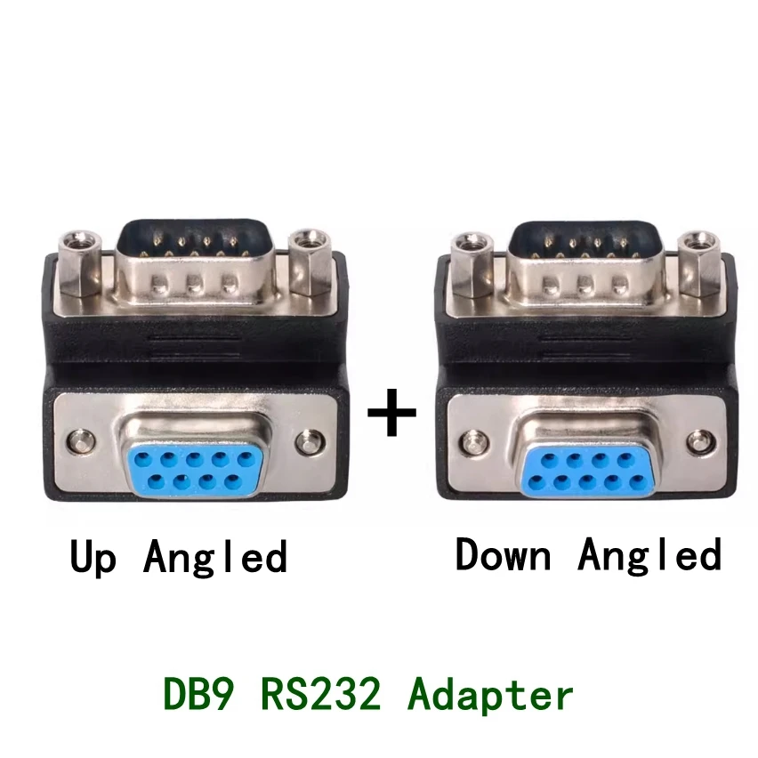 Adaptador de conector macho a hembra DSUB de 9 pines con puerto serie RS232 DB de curva hacia arriba y hacia abajo con adaptador de tornillo de 90 grados - imagen 5