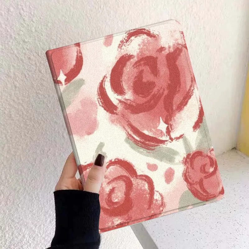 Diseño creativo flores rosas para iPad Pro Air Mini 1 2 3 4 5 6 7 7th 8th 9th 10th 11th 10,2 9,7 10,5 10,9 11 12,9 funda para tableta - imagen 5