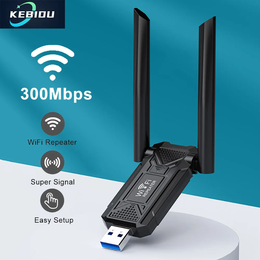 Repetidor WiFi USB inalámbrico de 2,4G y 300Mbps, amplificador de señal WiFi, enrutador Wi-Fi de largo alcance, extensión de red doméstica