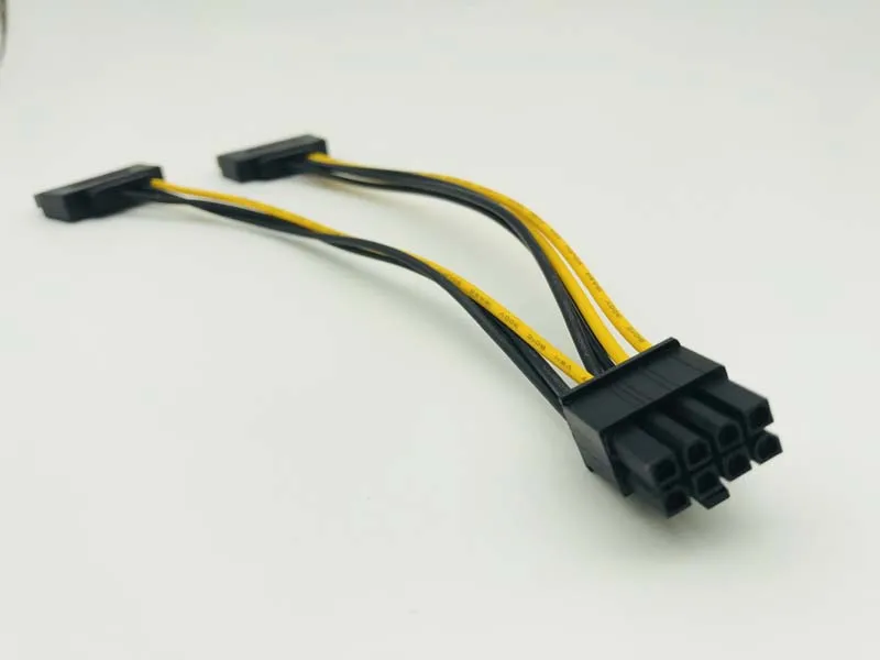 Tarjeta de vídeo Dual SATA de 15 pines a 8 pines (6 + 2), Cable de suministro PCIE SATA de 8p a SATA, Cable adaptador de corriente de 20cm para minería de Bitcoin - imagen 4