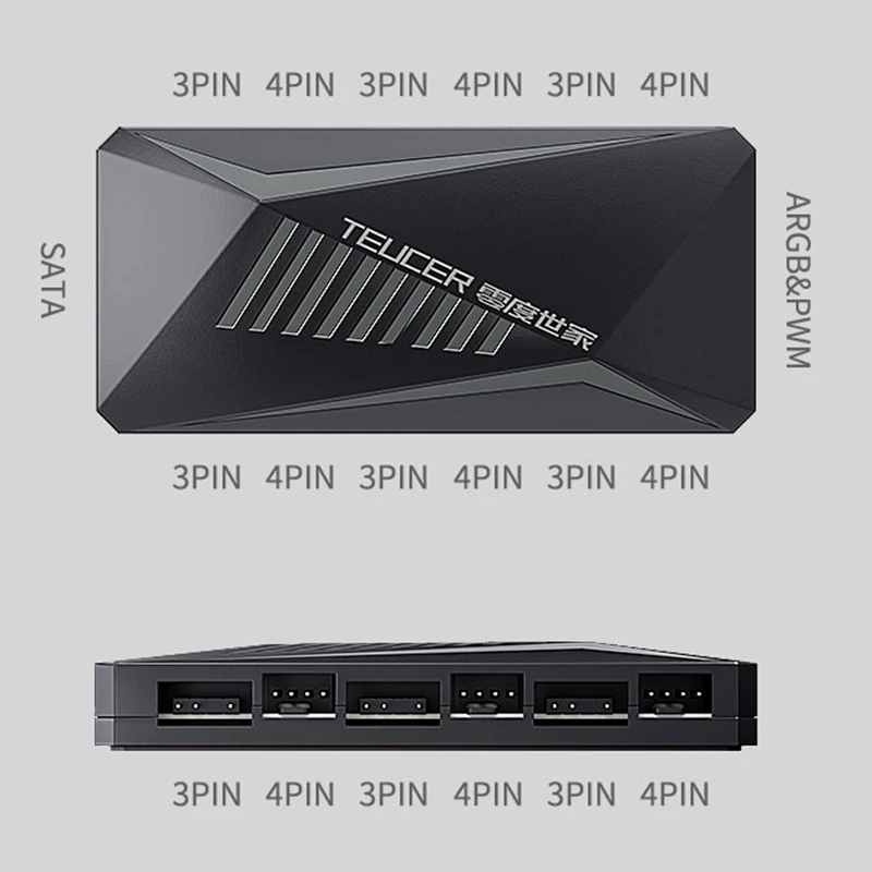 TEUCER LP-6P ventilador de refrigeración de PC PWM/ARGB HUB 1 a 6 5V/3Pin 12V/4Pin divisor multidireccional AURA ventilador adaptador de Cable de extensión - imagen 5