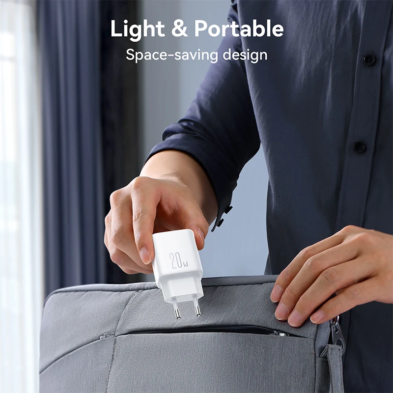 Joyroom-cargador de pared con doble puerto USB, bloque de carga rápida, adaptador de corriente de 20W, A + C, para iPhone, Samsung - imagen 5