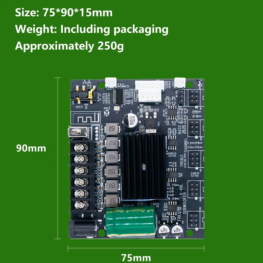 Placa amplificadora compatible con Bluetooth de 2,1 canales ZK-MT21S 50W + 50W + 100W TPA3116D2 con salida de eco/Subwoofer de micrófono Dual - imagen 4