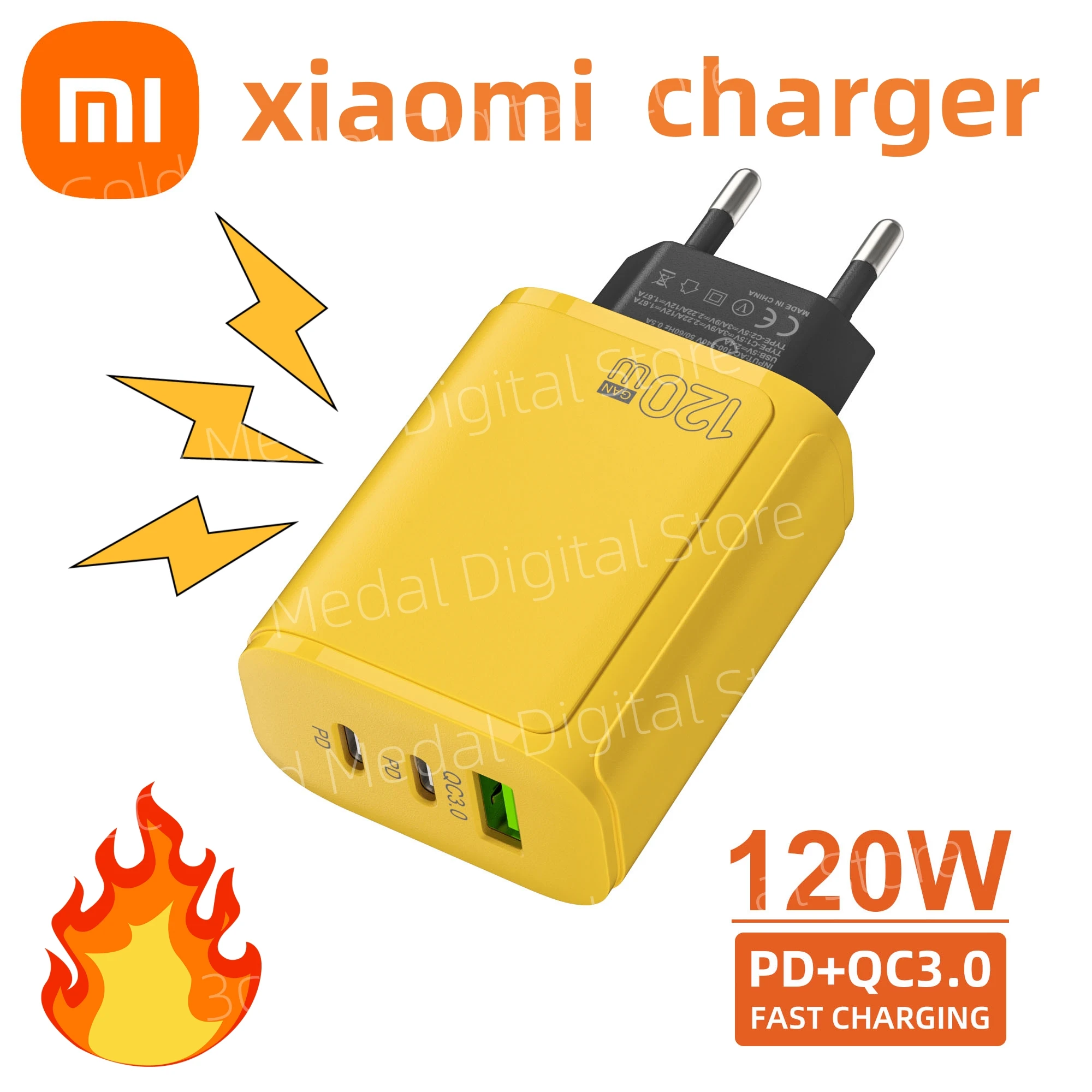 Xiaomi 120W carga rápida Dual PD cargador de teléfono móvil Ultra rápido QC3.0 cargadores USB tipo C adaptador de pared de 3 puertos enchufe UE/EE. UU./Reino Unido