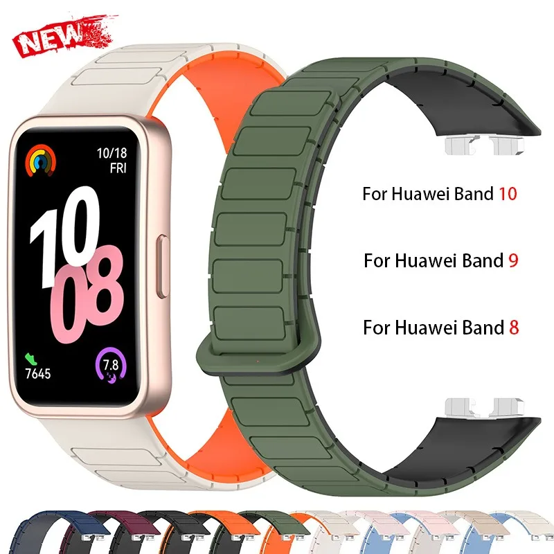 Correa magnética para Huawei Band 10/9/8, repuesto de correa de silicona, pulsera deportiva con bucle para Huawei Smartband 9 8 10 - imagen 3