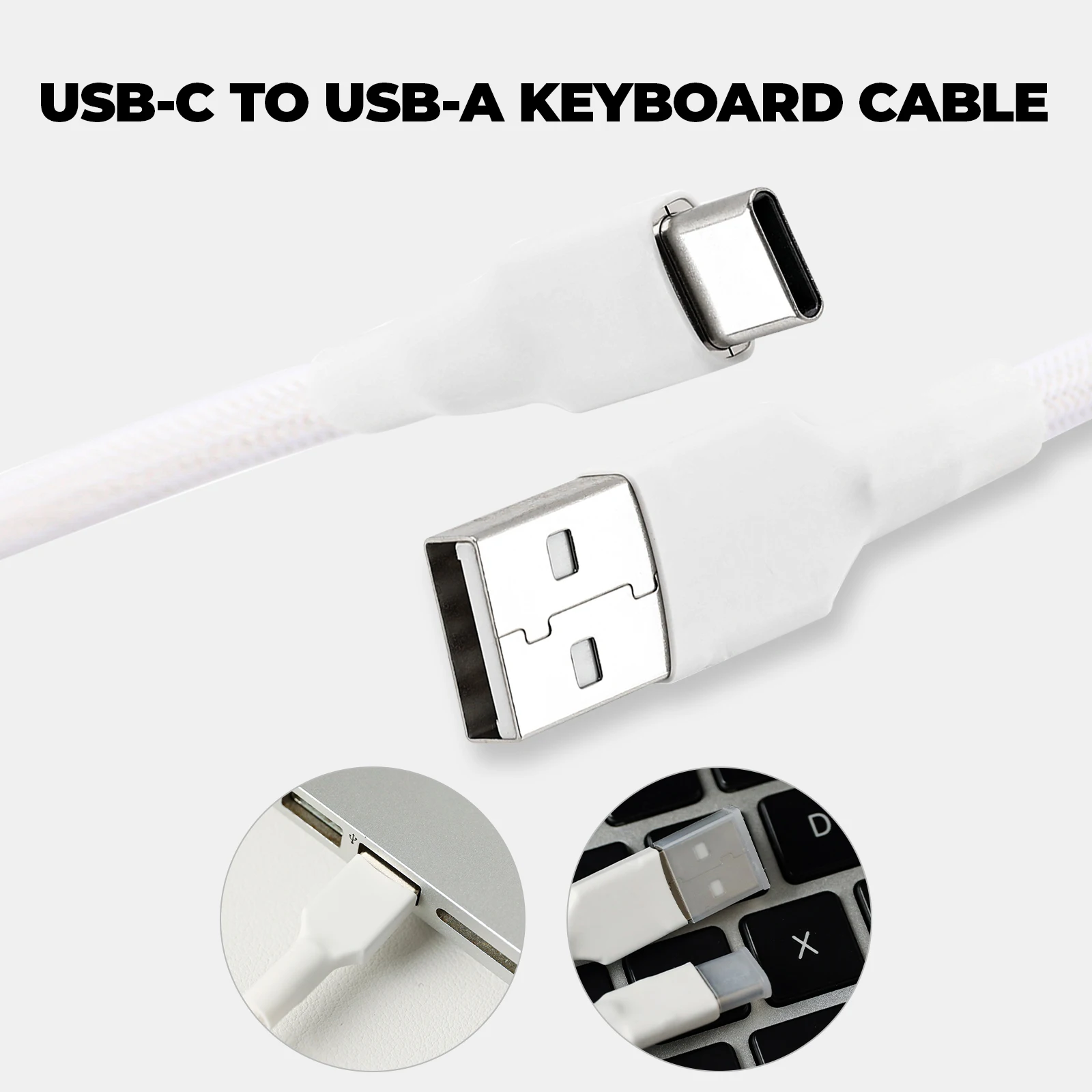 EPOMAKER Mix V2 Cable de teclado en espiral de 1,8 m USB C a USB A Cable de doble manga para teclado mecánico para jugar - imagen 5