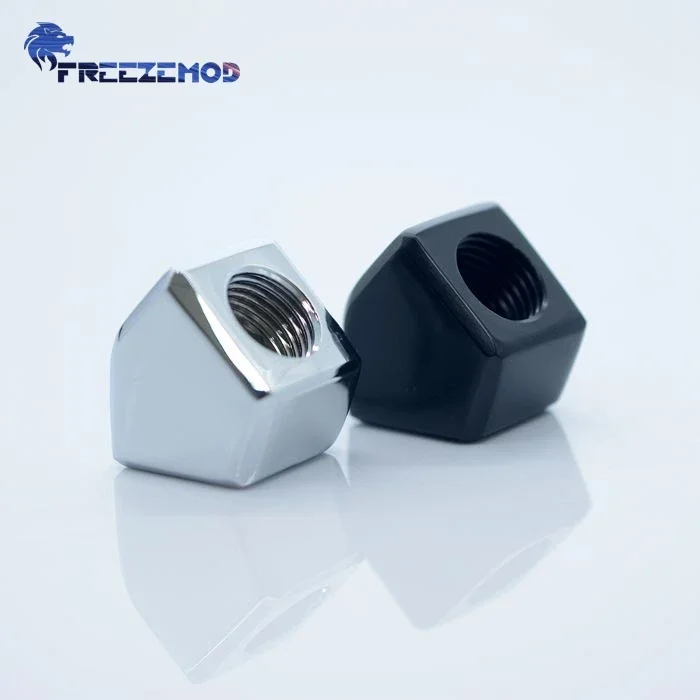 FREEZEMOD Adaptador interno doble de ángulo de 45 grados para computadora Adaptador de refrigeración por agua Codo Negro Plata BSNWT-D45