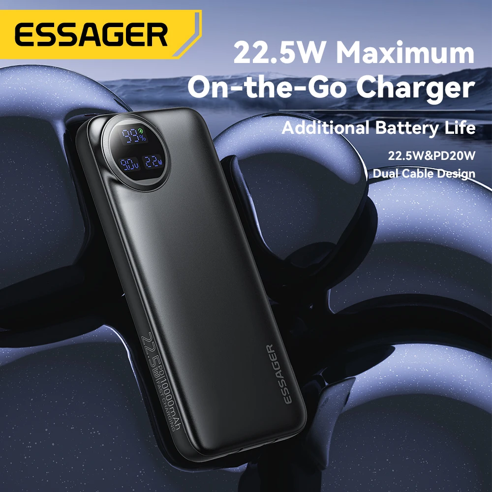 Essager 22,5 W Power Bank 20000 mAh con dos cables incorporados Cargador portátil para iPhone 17 16 15 Pro Charge 4 dispositivos de una sola vez ﻿ - imagen 3