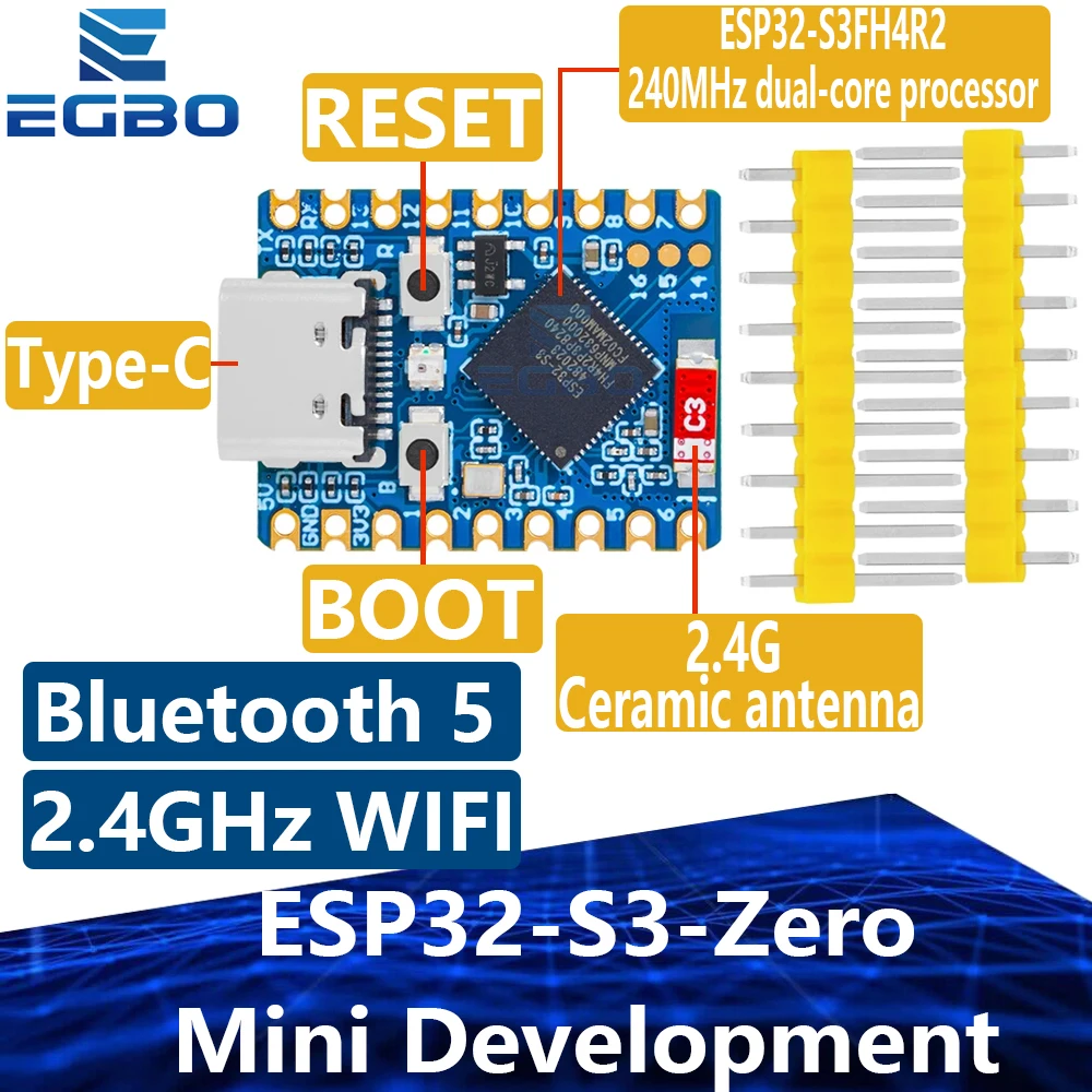Mini Placa de desarrollo ESP32-S3-Zero, WiFi, Bluetooth, tamaño Ultra pequeño, ESP32, C3, S3, ESP 32 - imagen 2