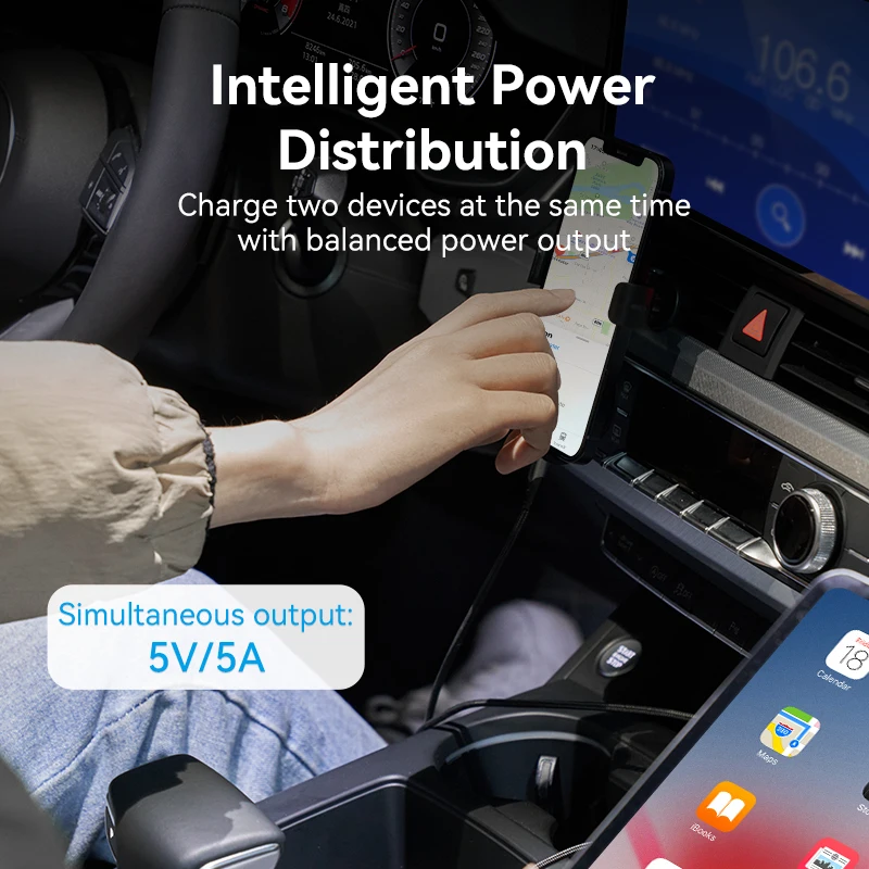 Vention-cargador USB Dual para coche, dispositivo de carga rápida 3,0 para Xiaomi Redmi Note 10, iPhone, Samsung QC 3,0, 30W - imagen 3