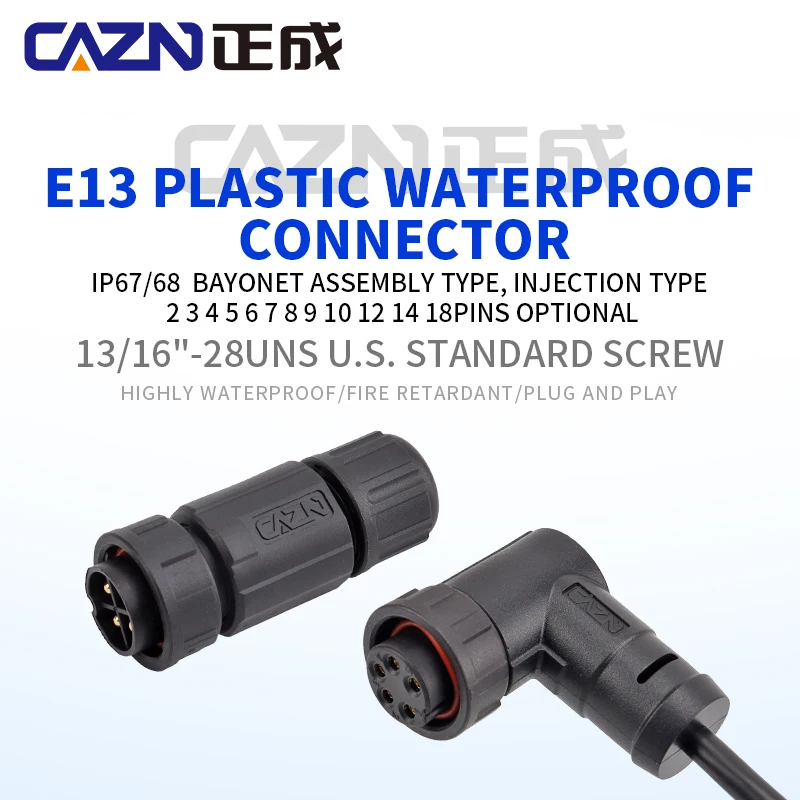 Conector de bayoneta E13 impermeable macho y hembra 2-18 pines enchufe de acoplamiento sobremolchado tipo IP67/IP68 para equipos optoelectrónicos - imagen 4