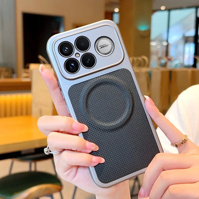 Para Xiaomi POCO F8 Pro F8 Ultra funda de cuero PU de lujo + PC funda protectora trasera magnética Magsafe para Redmi K90 Pro Max Shell