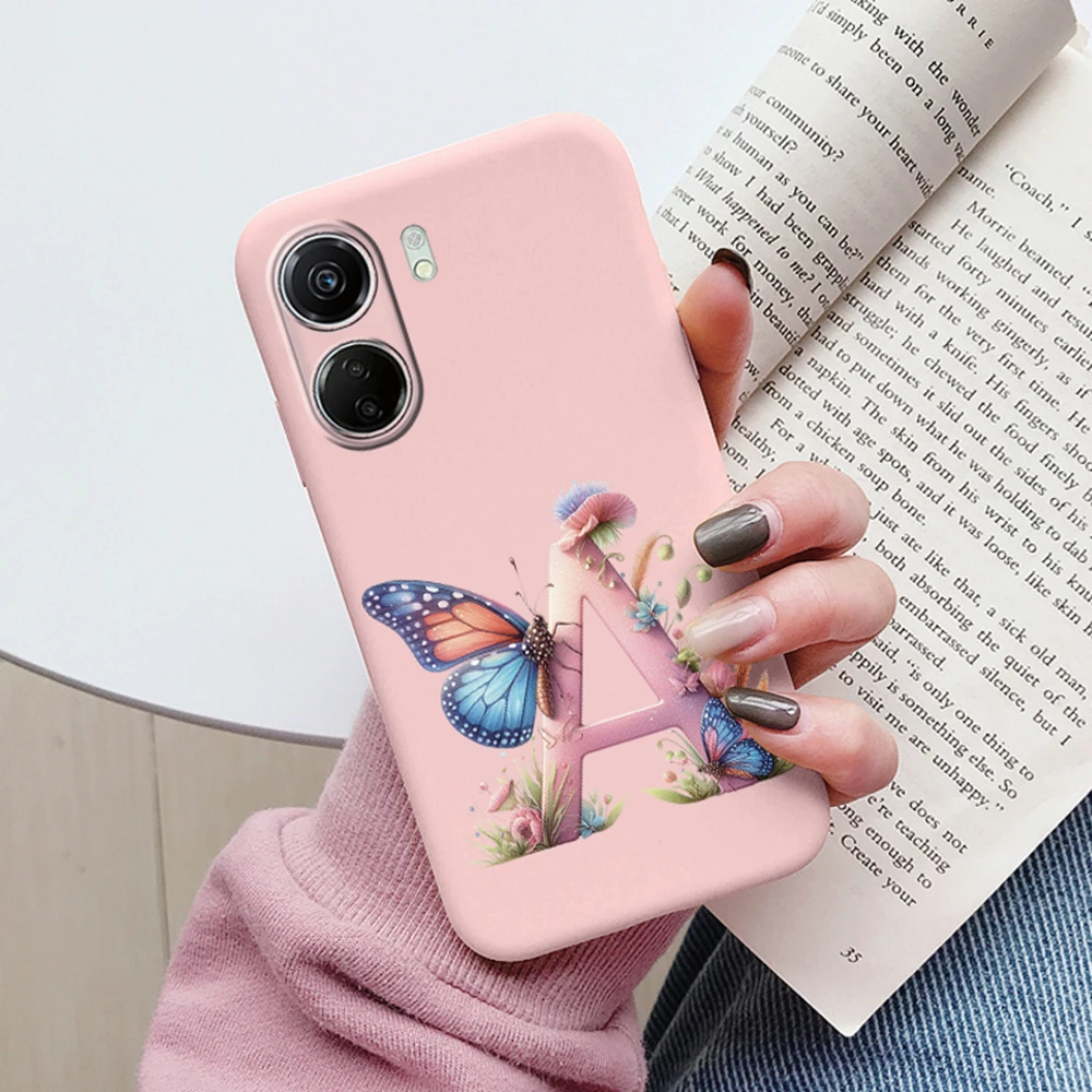 Funda de teléfono con letras rosas y mariposas para Redmi 13C 4G redmi13c 5G, funda de silicona suave a prueba de golpes para Xiaomi Poco C65 - imagen 5