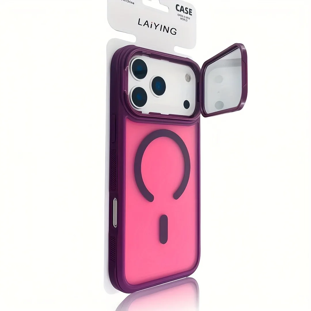 Funda de teléfono magnética con soporte para cámara plegable de lujo para iPhone 17 16 15 14 13 12 Pro Max Air para fundas protectora de lente Magsafe, funda para iphone 17 14 pro max - imagen 2
