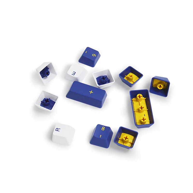 Teclas PBT blancas y azules para teclado mecánico, juego completo de teclas de perfil OEM con 61, 62, 64, 68, 75, 84, 87, 96, 98, 104/108 teclas - imagen 5