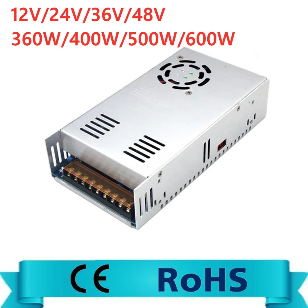 Transformador AC 220V a DC 12V 24V 36V 48V fuente de alimentación conmutada 360W 400W 500W 600W SMPS para tira de luz LED Motor CCTV