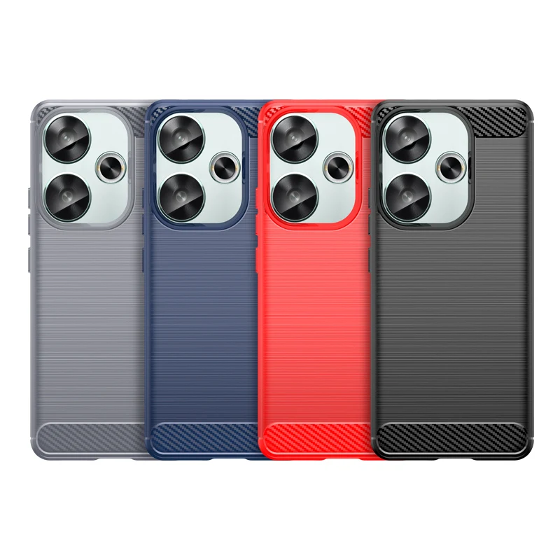 Funda para Xiaomi Poco F6, carcasa trasera a prueba de golpes, suave, de fibra de carbono, TPU - imagen 2