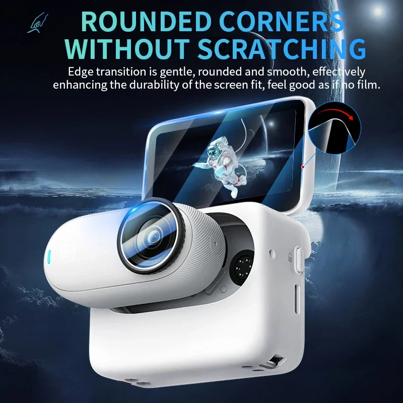 Juego de película de vidrio templado y lente, película suave de TPU para cámara de pulgar Insta360 GO 3S, accesorios de película protectora HD, 4 en 1 - imagen 4