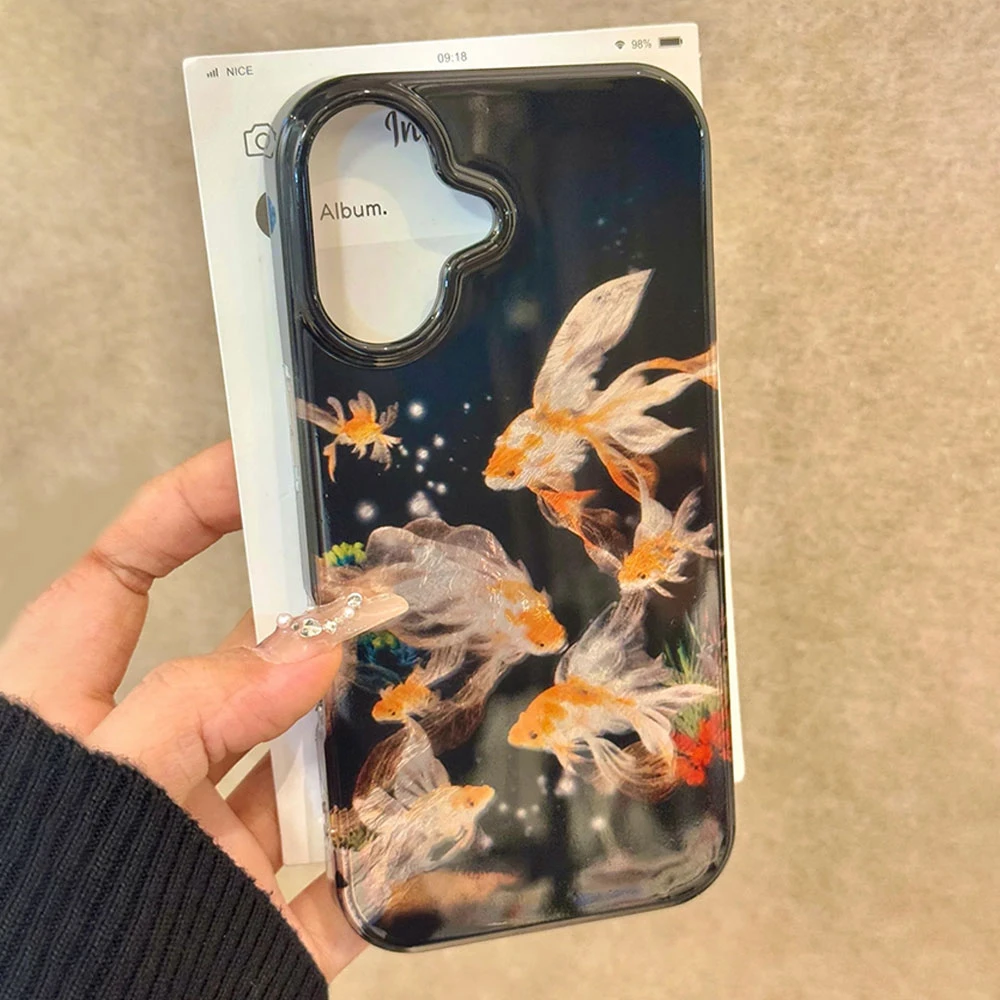 Funda de teléfono con diseño de vórtice degradado de pez dorado para Xiaomi 14T 13T 11 Lite NE Poco X5 M6 X6 X7 X3 Pro NFC C65 C61 M5S, funda de lujo - imagen 4