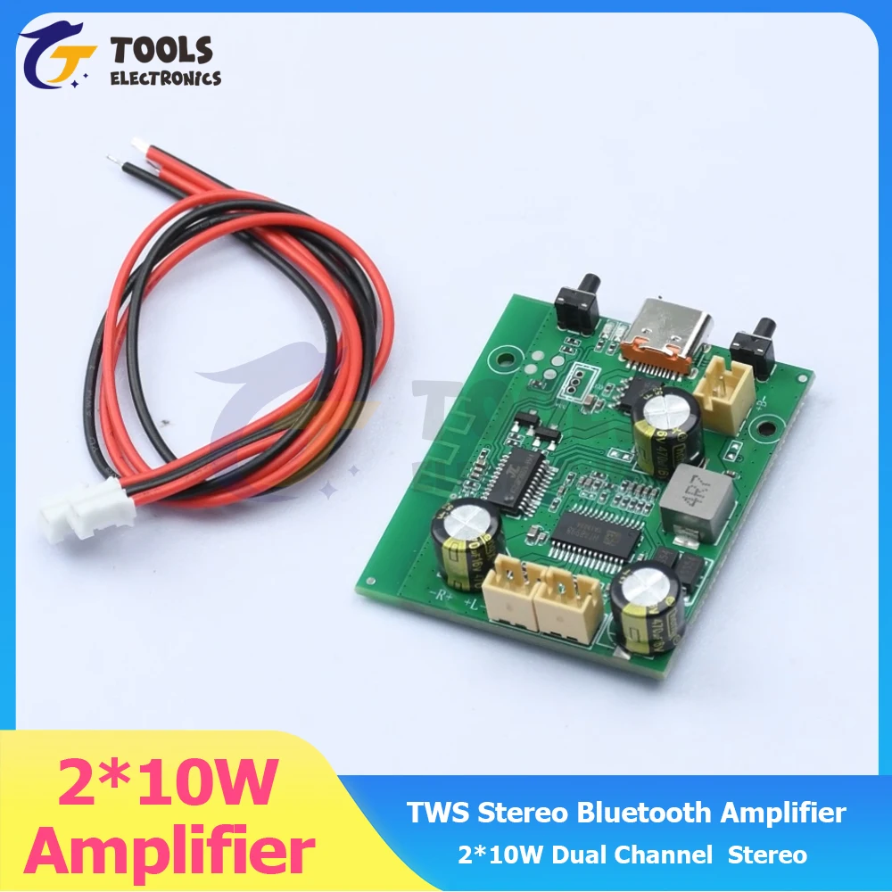 Placa amplificadora Bluetooth estéreo DC5V/3,7 V TWS 2*10W placa amplificadora de potencia de Audio estéreo de doble canal - imagen 2