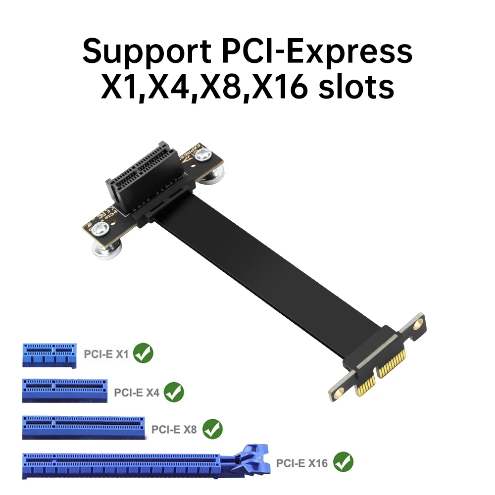Cable elevador PCIe 4,0, tarjeta de extensión Flexible de 10cm x1 a x1 para montaje Vertical GPU, Mini ITX PC Build Compatible con PCIe 3,0/2,0 - imagen 3