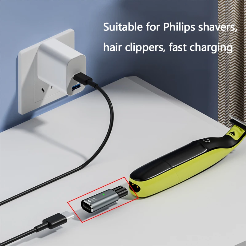 Adaptador de afeitadora tipo C de 5V, convertidor de carga para Philips One Blade QP2724 QP2834 QP4530 QP1924 con indicador de carga - imagen 4