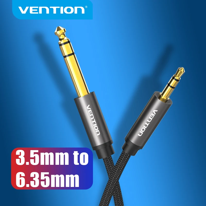 Vention-Adaptador de Cable auxiliar de 6,5 a 3,5 Jack para altavoz, amplificador de guitarra, Cable de Audio TRS, conector de Cable de Audio auxiliar de 3,5mm a 6,5mm