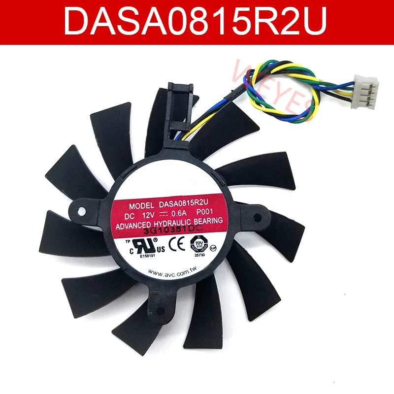 Ventilador de tarjeta gráfica para GTX460 550TI DASA0815R2U DC12V 0.60A 75MM diámetro refrigeración 4 pines