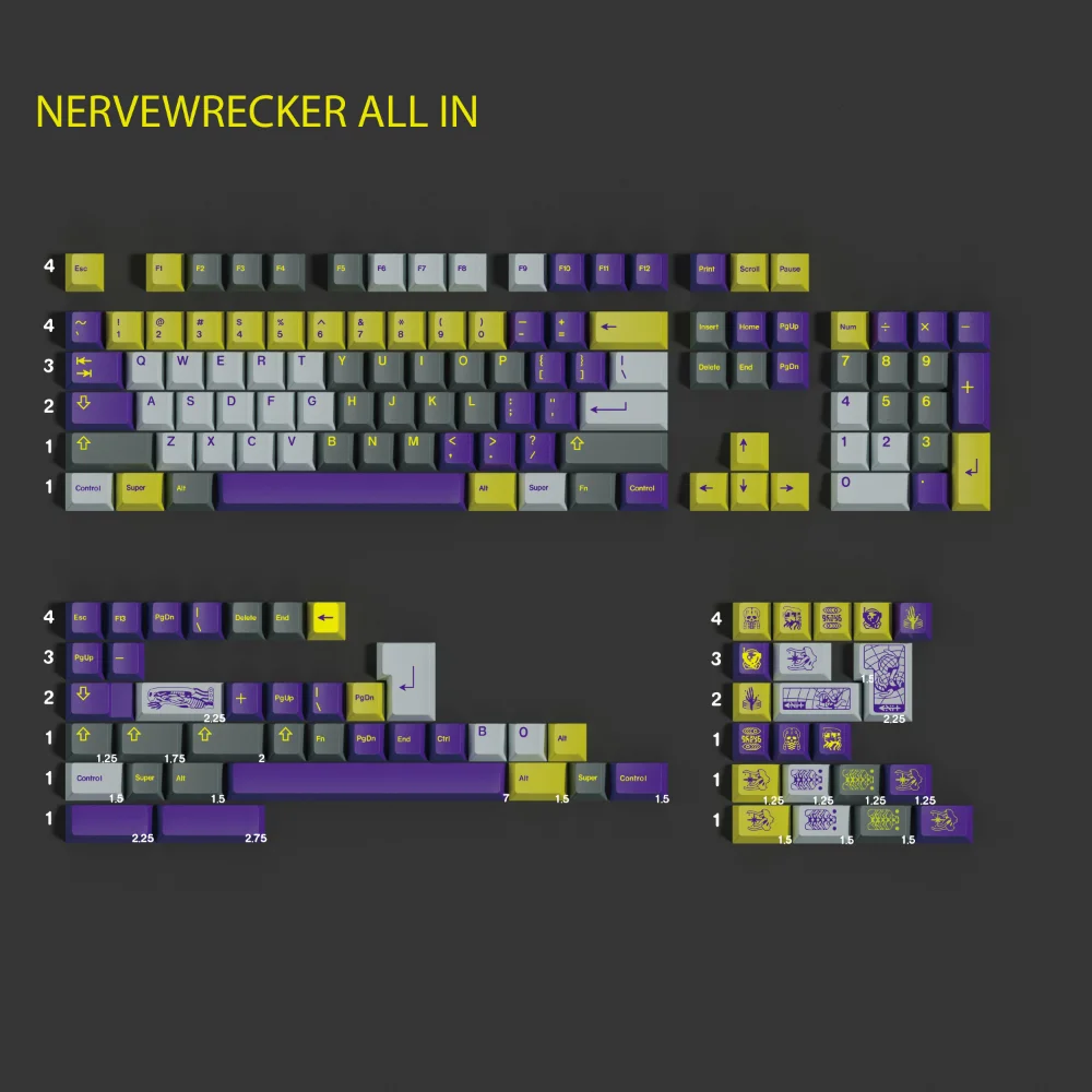 Teclas PBT Cherry Profile Clone GMK NERVEWRECKER, teclas Sub de tinte de 5 lados para teclado mecánico MX 61 64 66 75 87 98 108