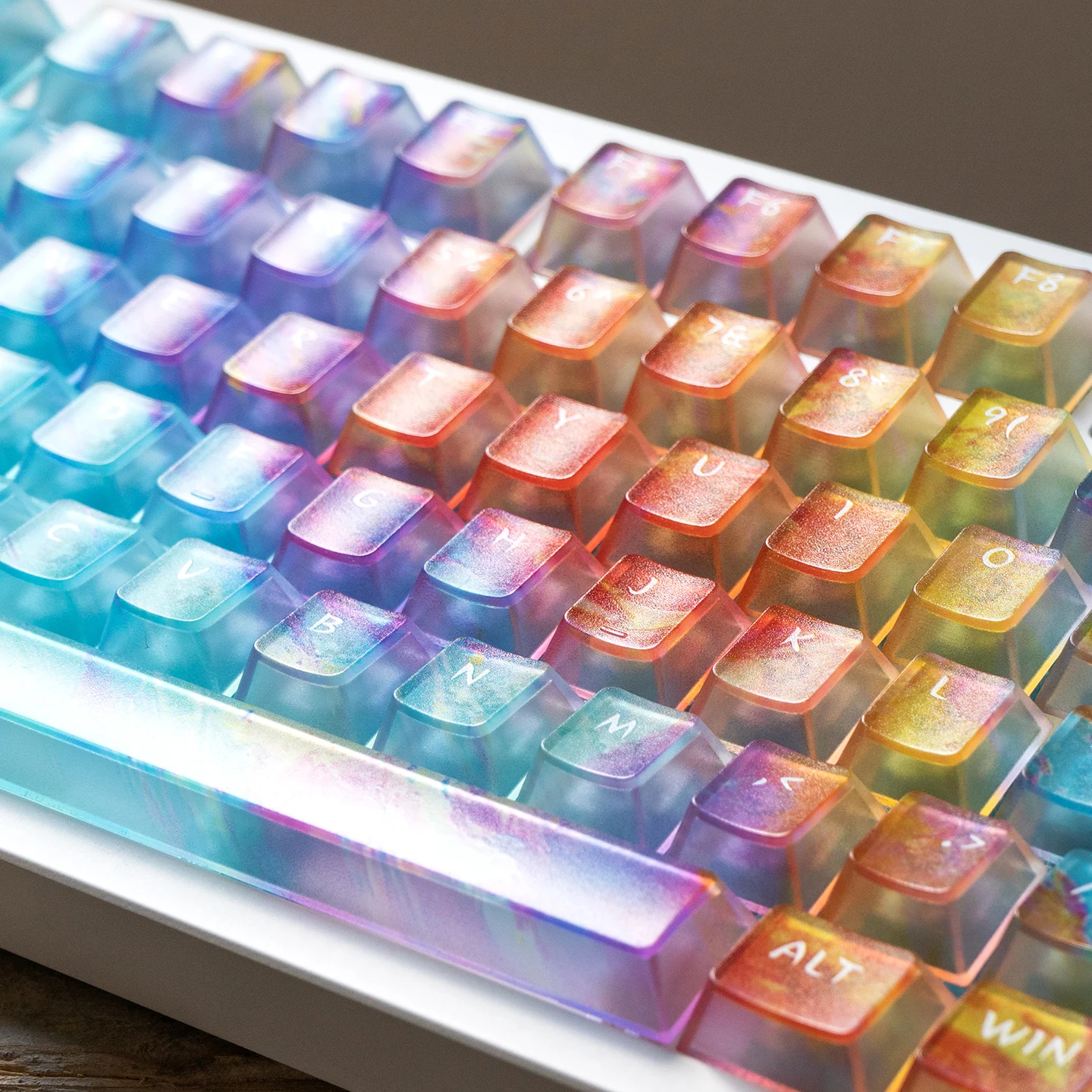 Teclas con gradiente azul, 119 teclas, teclas transparentes con perfil de cereza AI3D, teclas de PC transparentes para teclado mecánico MX - imagen 4