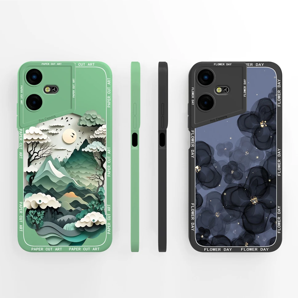 Funda de teléfono para Tecno Pova Neo 3, cubierta trasera de protección de silicona líquida suave, Gato encantador, chica de la suerte - imagen 4