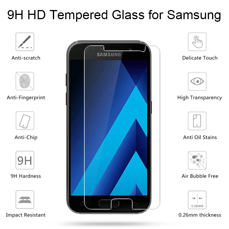 Vidrio templado transparente para Samsung J5 J3 Pro, película de teléfono HD, Protector de pantalla transparente para Galaxy J7 J710 - imagen 2