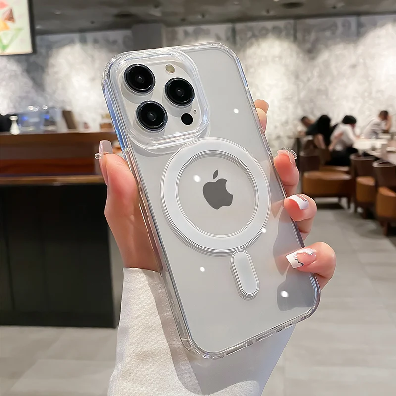 Funda transparente para carga inalámbrica magnética Magesafe para iPhone 7 8 Xs 11 12 13 14 15 16 17 Pro Max Air Plus cubierta a prueba de golpes - imagen 3