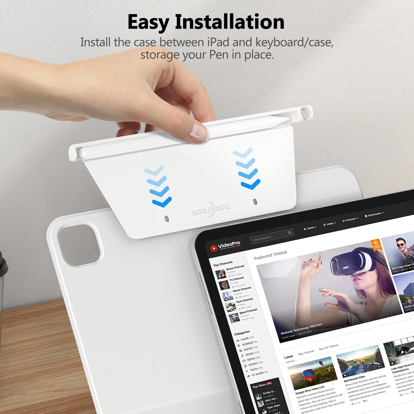 Folio de teclado mágico inteligente para Apple y GOOJODOQ, teclado mágico, Folio inteligente magnético para Apple Pencil 1, 2 soportes - imagen 2