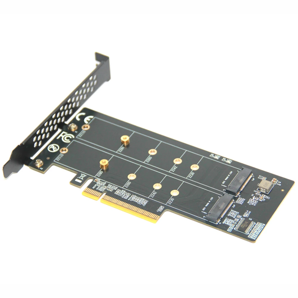 Tarjeta de expansión PCle4.0 X8 a 2xNVME M.2 M.2 SSD GEN4 PCIe 4,0 placa base de PC X1 X4 X8 tarjeta de expansión para 2230 2242 2260 2280 - imagen 3
