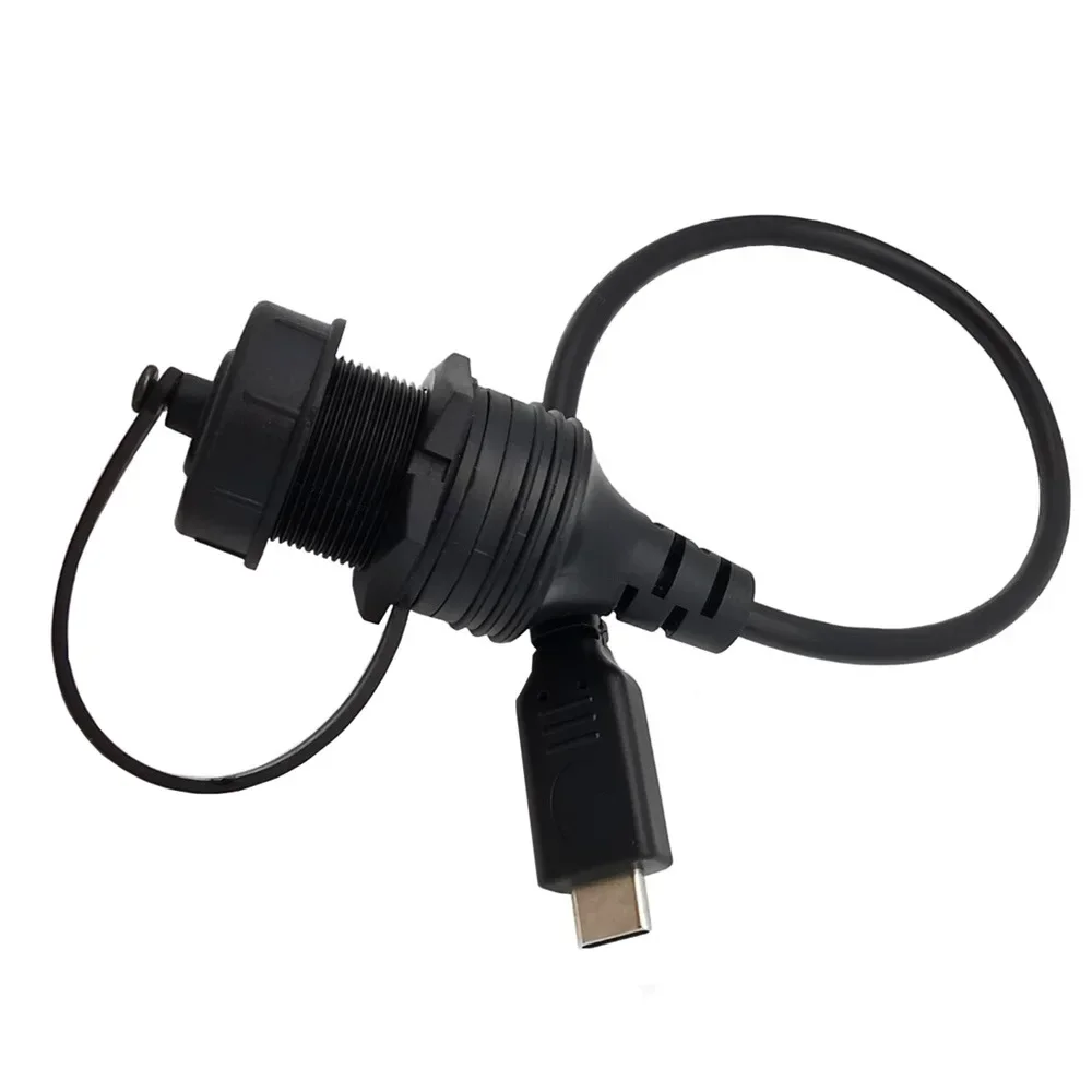 Cable impermeable de montaje empotrado roscado USB C OTG USB C 3,1 macho a USB 3,0 hembra Cable de extensión de montaje en Panel 0,3 M - imagen 3