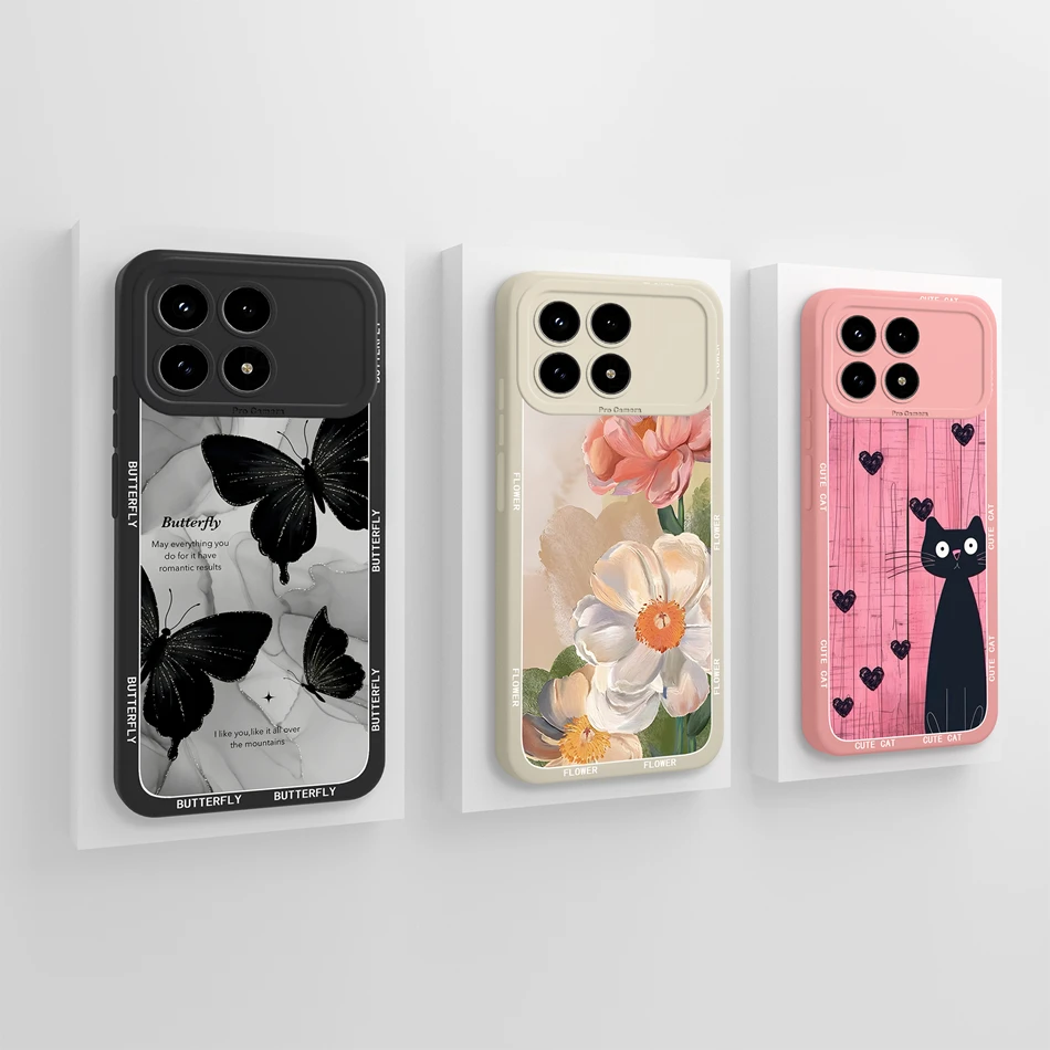 Para Redmi K90 Pro Max Funda de teléfono mariposa Rosa suave silicona líquida anticaída Funda para Redmi K 90ProMax Funda ligera Capa - imagen 2