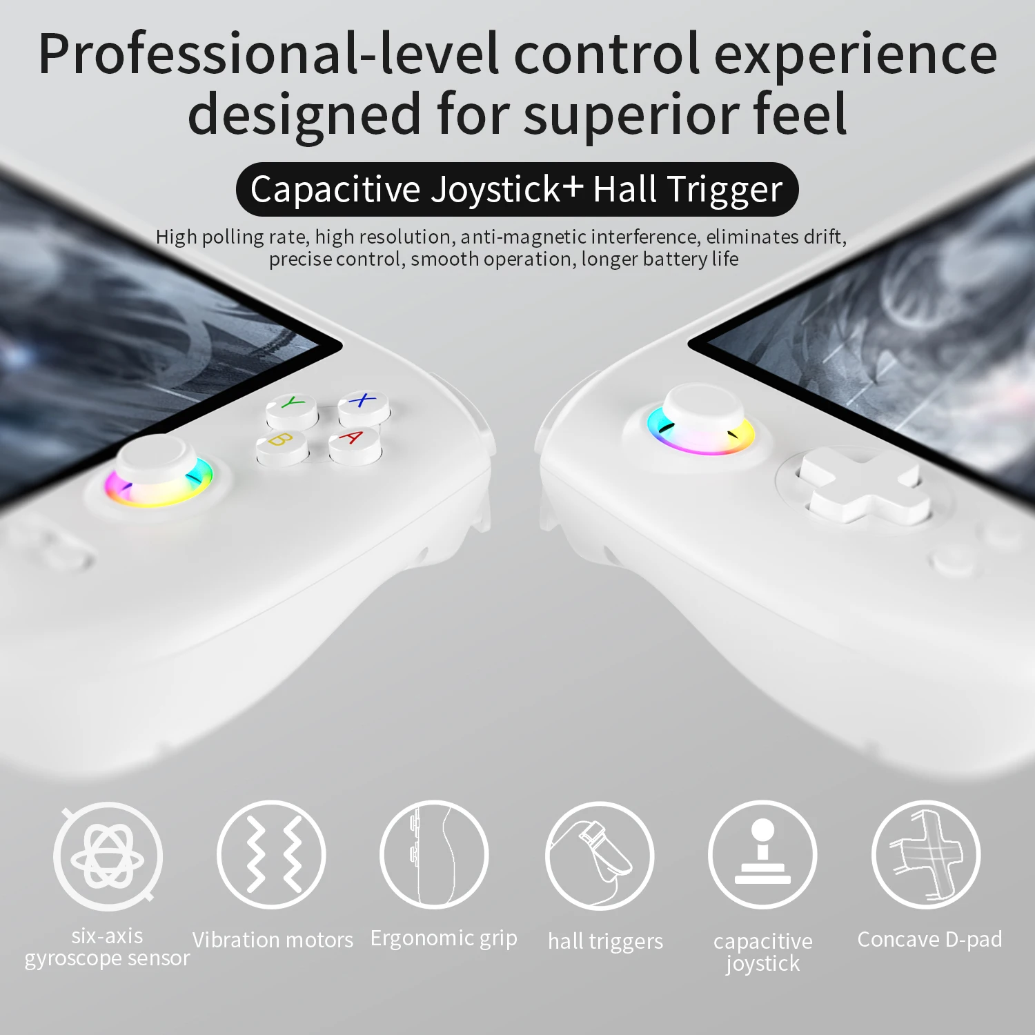 ANBERNIC-consola de juegos portátil RG557, procesador de dimensiones, pantalla AMOLED de 5,48 ", Joystick capacitivo Android14, ventilador de refrigeración de salida DP - imagen 4