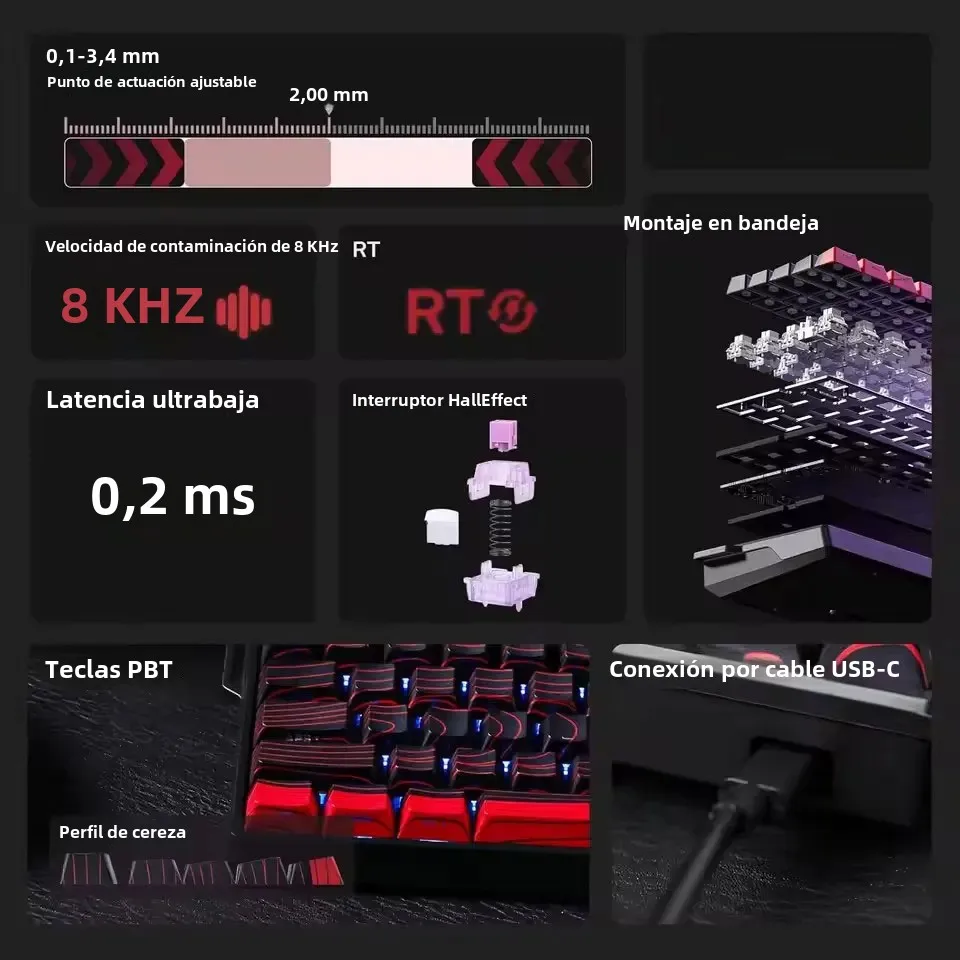 AULA Win60 HE teclado para juegos con interruptor magnético 8k con cable 60% personalizado RGB Hot Swap Rt Esports Gamer Teclado mecánico para regalos de Pc - imagen 4