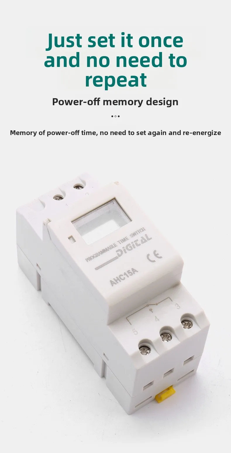 Relé Programable Semanal 220V – Control de Tiempo en Carril Guía - imagen 5