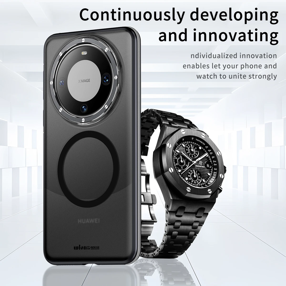 Funda de empalme para Huawei Mate 60 Pro +, armadura de sensación de piel a prueba de golpes para Huawei Mate60 Pro Plus, funda trasera de teléfono híbrida Magsafe - imagen 5