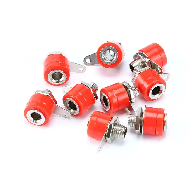 10 unids/lote 4mm conector Banana hembra 4mm poste de encuadernación Banana para conector de Terminal de conector Banana negro rojo adaptador DIY - imagen 2