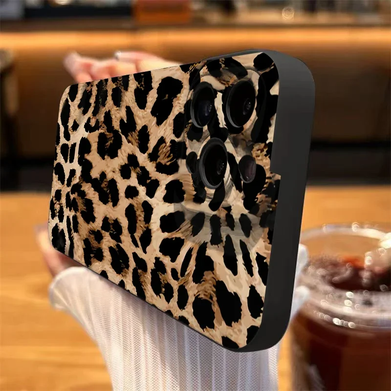 Funda de teléfono de silicona suave con estampado de leopardo, carcasa a prueba de golpes para iPhone 11, 12, 13, 14, 15, 16 Pro Max, XS, X, XR, 7, 8 Plus, 15 - imagen 2