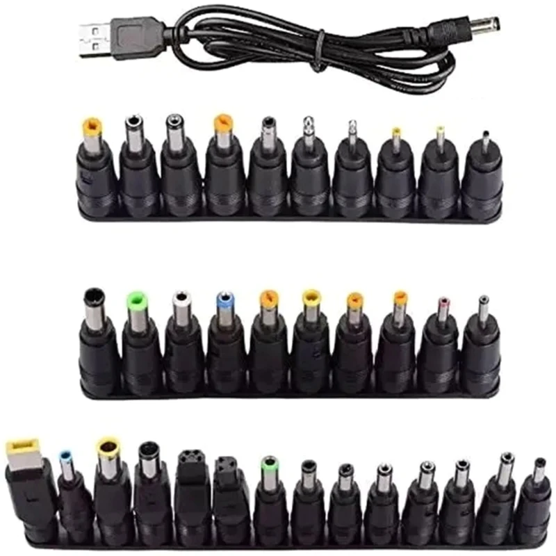 Adaptador de corriente Universal, puntas de conector para Lenovo Thinkpad, juegos de fuente de alimentación de ordenador portátil, juegos de enchufes, 5,5mm x 2,1mm, CC, CA, 34 Uds. - imagen 2