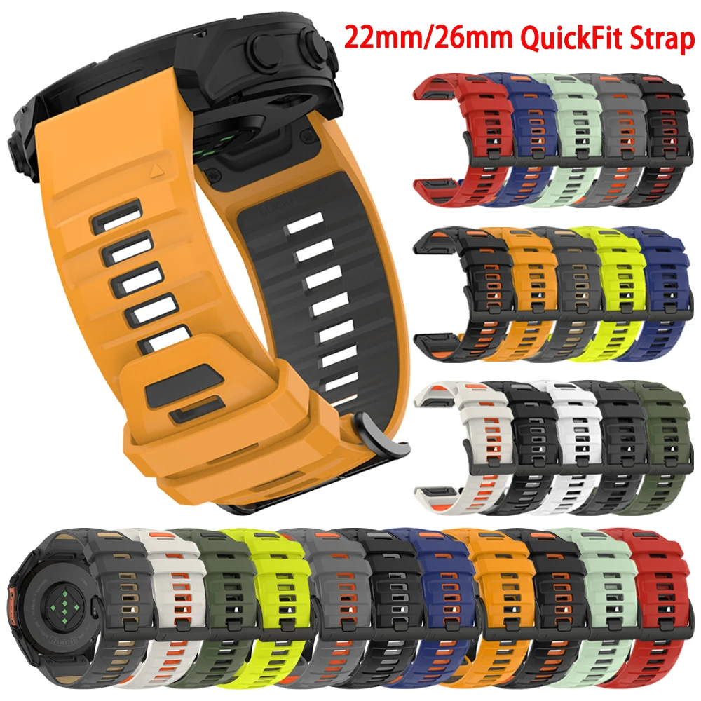 Correa de reloj QuickFit 22mm 26mm Fenix8 para Garmin Fenix E 8 Pro 47mm 51mm 7 7X 6 6X/Epix/Enduro 3 pulsera de silicona de dos tonos - imagen 2